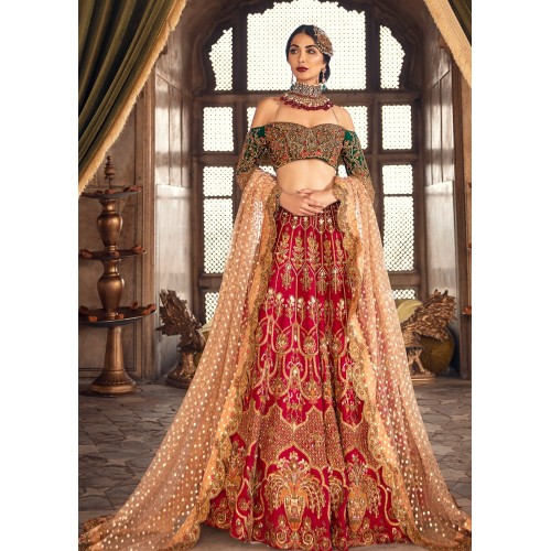 Scarlet Syringa Lehenga