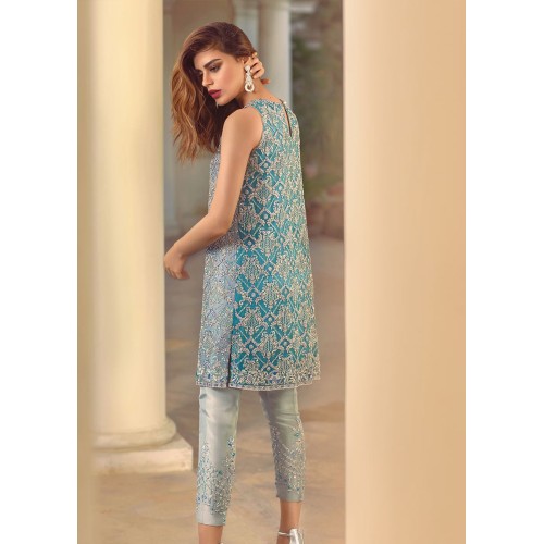 Ash Gray Blue Green Syringa Trousers Suit