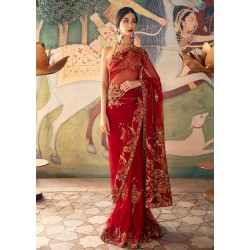Fire Engine Red Syringa Saree