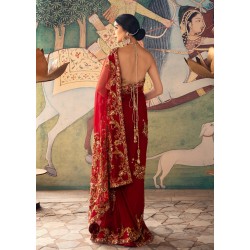 Fire Engine Red Syringa Saree