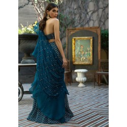 Indigo Dye Syringa Lehenga