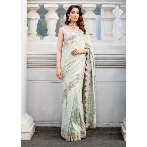 Honeydew Syringa Saree